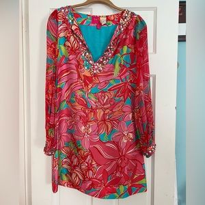 Lilly Pulitzer Jubilee Seamus Beaded Silk Dress, Size 4